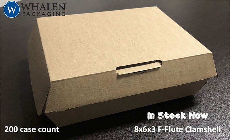 whalen packaging f-flute clamshell cardboard box