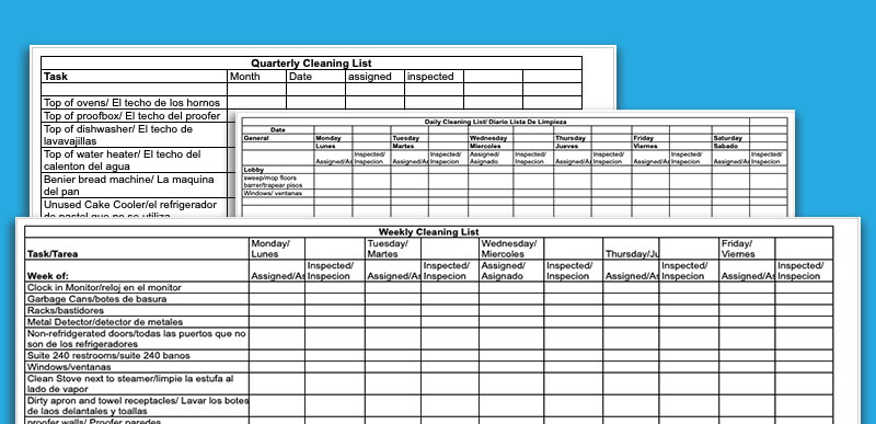 Cleaning Charts