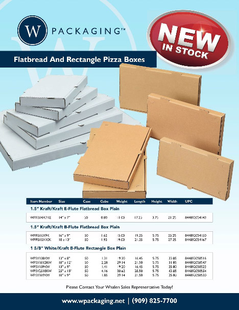 W Packaging Flatbread and Rectangle Pizza Boxes
